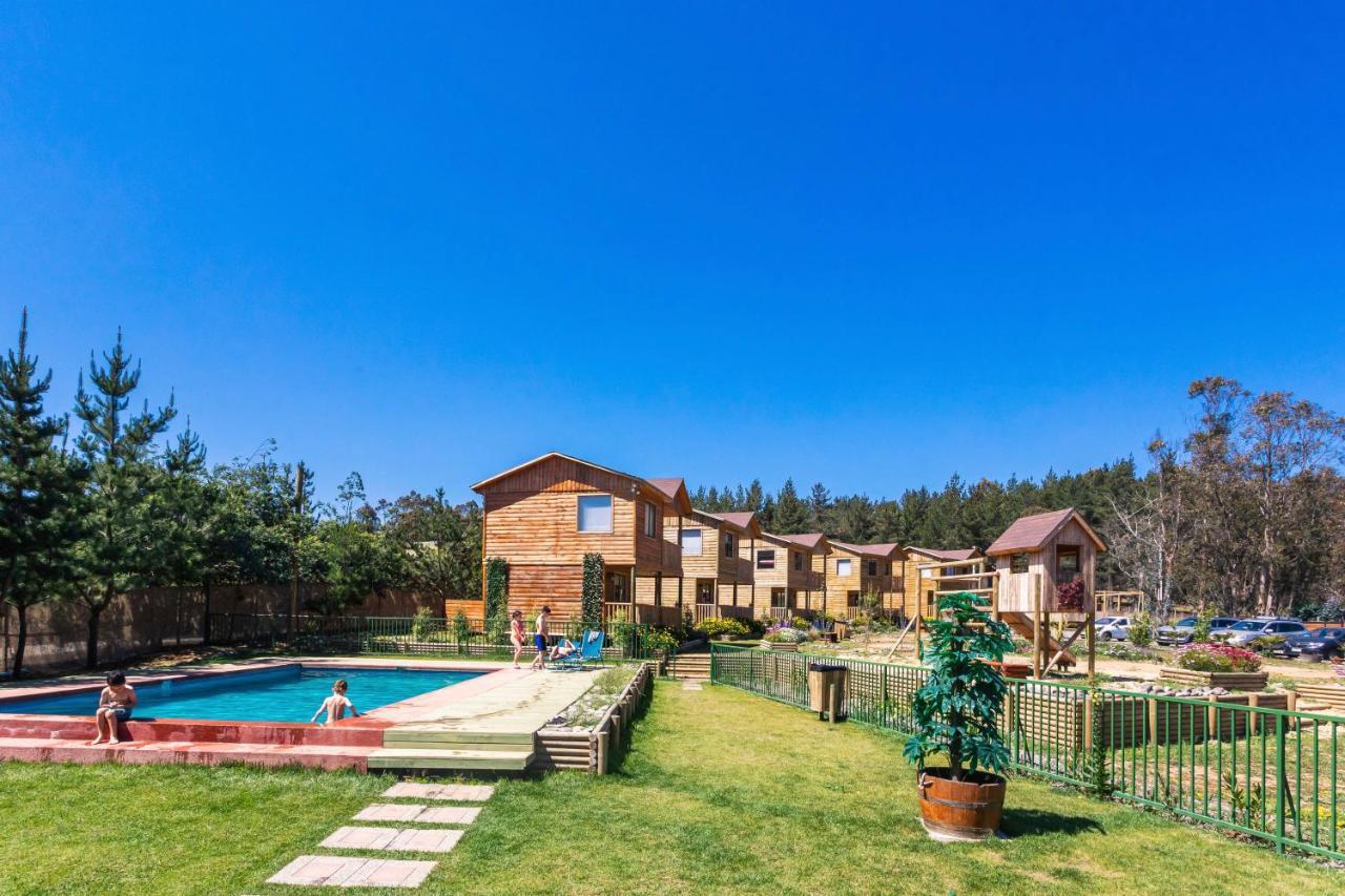 Cabana En Tunquen Con Parrilla, Fogon, Piscina Y Bosque Exterior foto