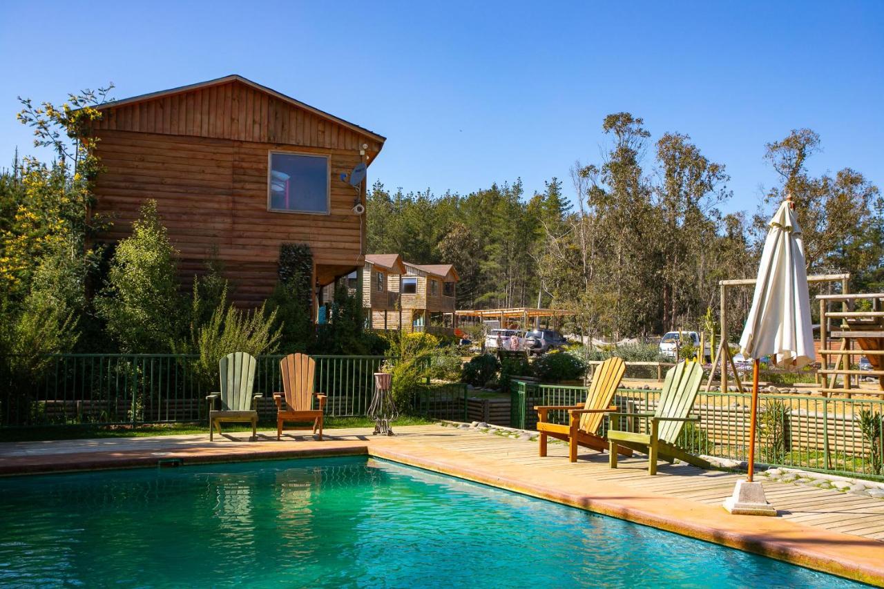 Cabana En Tunquen Con Parrilla, Fogon, Piscina Y Bosque Exterior foto