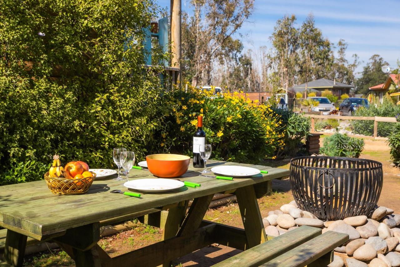 Cabana En Tunquen Con Parrilla, Fogon, Piscina Y Bosque Exterior foto